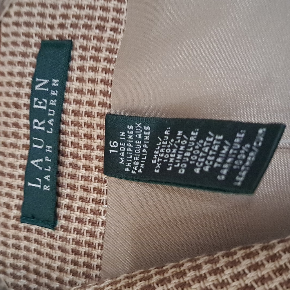 Ralph Lauren 100% linen brown tweed jacket/blazer.  Size 16